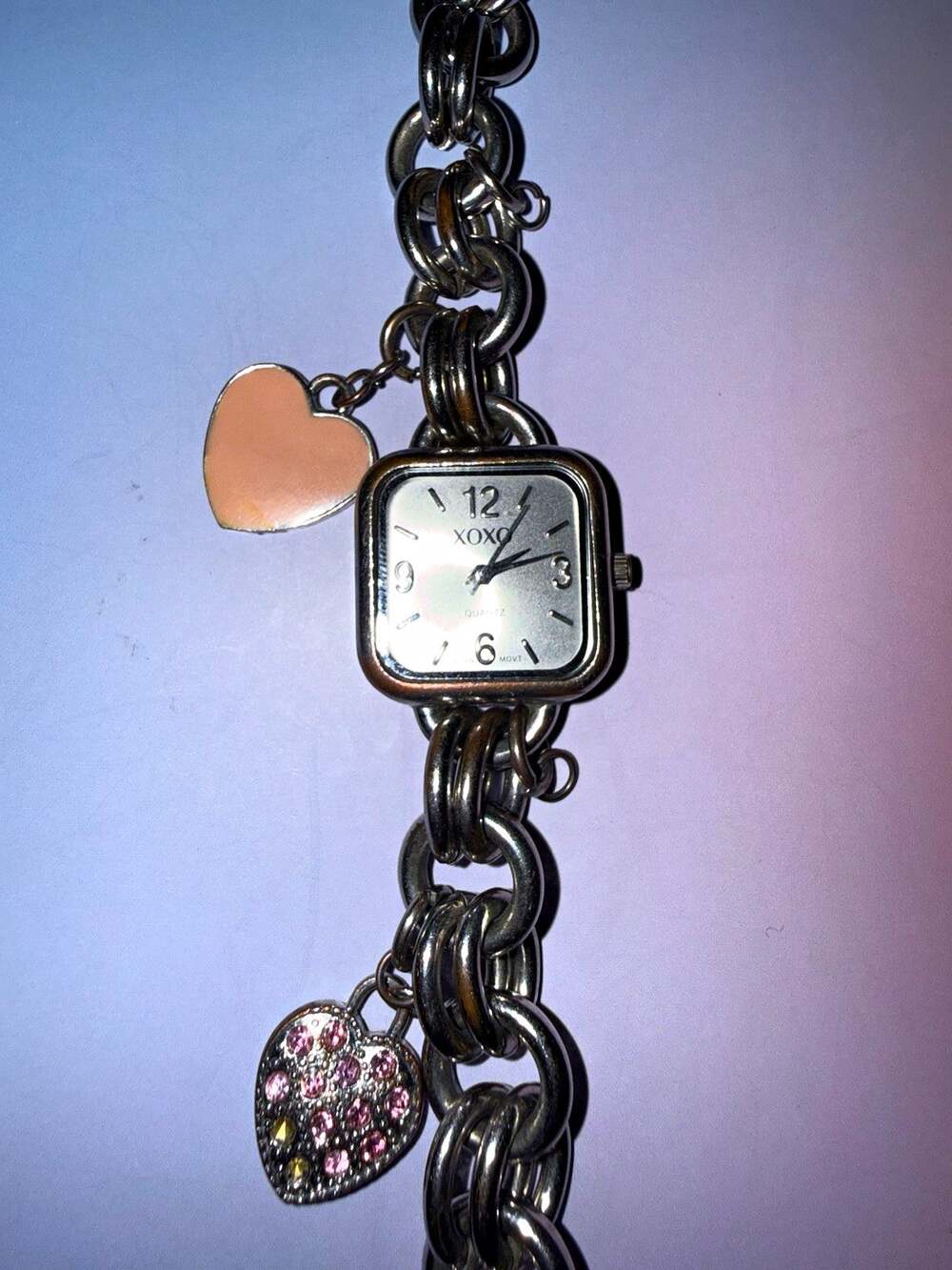 XOXO XO 7027 Women's Quartz Analog Watch Silver Bracelet White Heart Dial